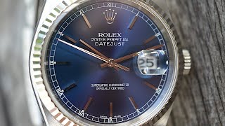 CRISP Rolex Datejust ref 16234 - blue sunburst - all original from 1998 w papers - one owner