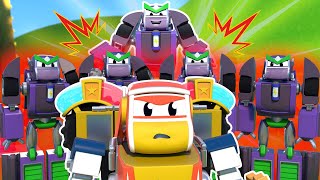 EVIL ROBOT creates an ARMY OF CLONES! Help, SUPER ROBOT! - Robot and Police Car Transform