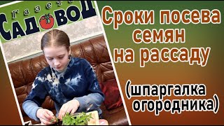 Сроки посева семян на рассаду (шпаргалка огородника)