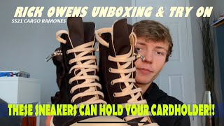 RICK OWENS SS21 CARGO RAMONE SNEAKERS [UNBOXING & TRY ON]