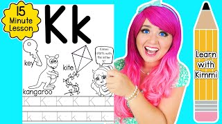 Letter K Color & Trace Worksheet Lesson and Tutorial | Learn with Kimmi The Clown ABC Coloring Book