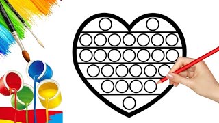 Rainbow Heart Pop It Drawing, Step by step Drawing for Kids | How to Draw Easy Heart Pop It