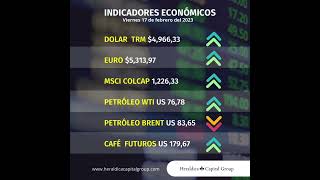 Indicadores económicos para el día viernes 17 de febrero de 2023, en Colombia.