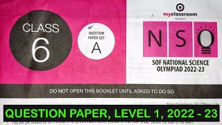 Class 6, NSO 2022 - 23 Level 1 Set A Question Paper/ SOF  National Science Olympiad 2022, Class VI