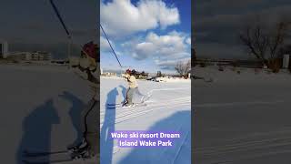 Wake park Winter ski wake racing. dream island wake park