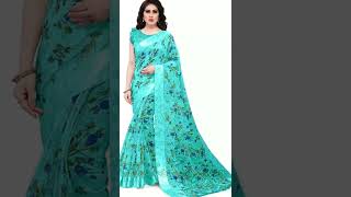 New cotton floral print saree with satin border|| #newlovesong|| #shorts||