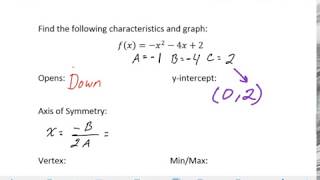 Characteristics and Graph from Quadratic Equation 2