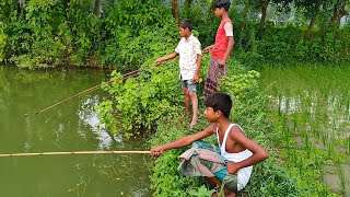 Hook Fishing video - Amazing Village Little Boys Fish Hunting With Hook | Village Boys Hook Fishing