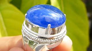 Unheated Untreated Natural Cornflower Blue Sapphire Myanmar Mogok 34 ct Cabochon