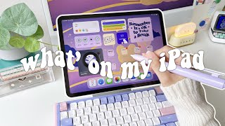 WHAT'S ON MY IPAD | creativity & productivity apps + widgets | aesthetic homescreen setup (purple) 💜