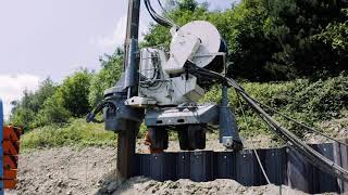 Giken ECO700S super crush pilers working on the A500 in Staffordshire