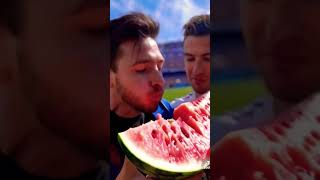 Ronaldo and Messi love watermelon🍉😂#shorts