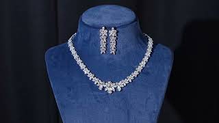 Multiple Shape Lab Diamond Wedding Necklace Set @ourosjewels