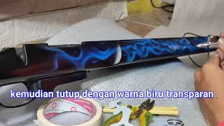 Airbrush senapan motif api | Airbrush blue fire