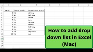 How to add drop down list in Excel (Mac)