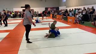 7 Yr White Belt Vs 8/9 Grey Belts -Kids BJJ Tournament- 4th Competition - 5 Matches