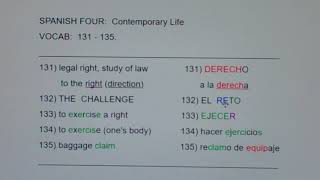 4 CL 131-135:  derecho, derecha, reto, ejecer, hacer ejercicios, reclamo de equipaje...