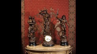 Stunning Large Bronzed Figural Clock Set C1910 2382