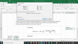 Tbill Calculations in Excel