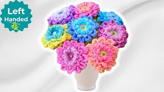 How to Crochet a Flower Bouquet Left Handed - Easy Chrysanthemums!