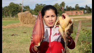 Awesome Cooking Chicken With Banana Flower Recipe - Cook Chicken Recipe - Village Food Factory