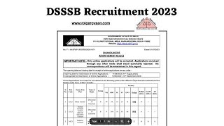 DSSSB Recruitment 2023 Notification Out Check Here||