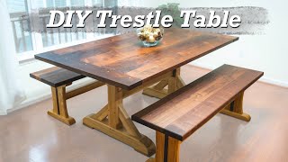 How to Build a Farmhouse Trestle Table | Woodworking DIY