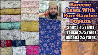 Bareeze’22 Hit Designs 3Piece Pure Lawn With Bamber Dupatta at a Very Low Price @M.Y.K Designer