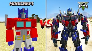 GTA 5 OPTIMUS PRIME VS MINECRAFT OPTIMUS PRIME - WHO IS BEST?