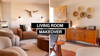 MODERN DESERT LIVING ROOM MAKEOVER + DIY Decor Hacks  (Start to Finish)