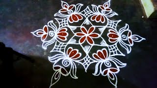 Karthigai deepam villaku kolam/simple diya rangoli/padi kolam/friday kolam