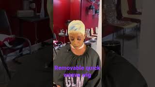 Pixie cut quick weave wig 💜💜🙌🏾 #fyp #shorts #hair #shortcut #blondehair