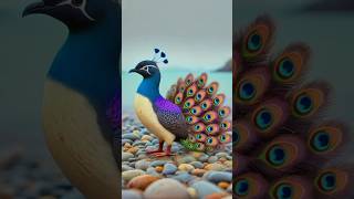 Majestic Beauty of Nature: Vibrant Peacock on a Pebbled Shoreline" #mzai#zeshanai #ai#hybrids#short