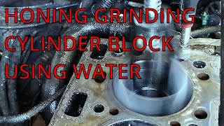 GRINDING HONING cylinder block using WATER. BRUŠENJE HONANJE cilindrov z uporabo VODE.