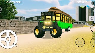 Indian vehicle simulator 3D game ki video| top tractor game | Jon deer tractor with full lod troli