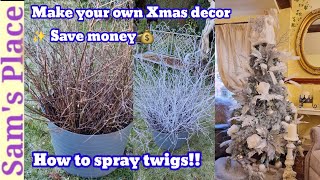 How to spray twigs | Christmas tree decoration | twigs for wreath | twigs home decoration