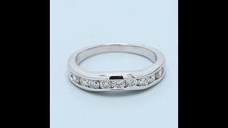 Curved Channel Set Diamond Band in 14k White Gold