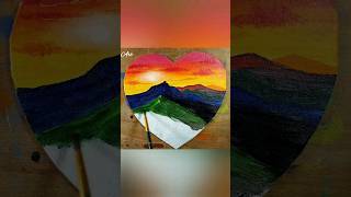 Sunset & mountain Scenery Painting / Acrylic painting techniques for beginners #shorts #art #drawing