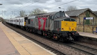 ROG class 37, 37884 passing Baldock with two class 317 units - 25/03/21