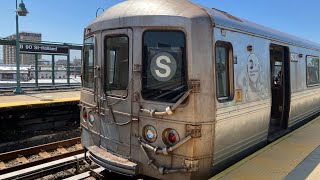 R46 Rockaway Park Shuttle Trains at Beach 90 St