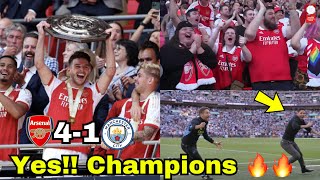 Mad Celebrations!🔥Arsenal Destroy Man City to Win Community Shield Trophy!👏Trossard,Aaron Ramsdale