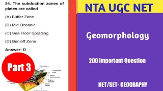 Geomorphology 200 Important Questions UGC NET GEOGRAPHY |PART 3 (51-75) | Geomorphology MCQS UGC NET