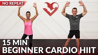 15 Min Cardio HIIT Workout for Beginners Fat Loss at Home - No Jumping, Full Body, Low Impact