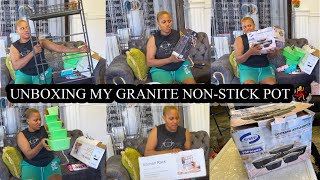 UNBOXING MY FIRST EVER GRANITE NON-STICK SILICONE POT AND NEW SET OF KITCHEN UTENSILS 💃💃.