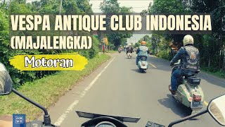 Riding Bareng Komunitas Vespa Antique Club Indonesia dari Majalengka di Jalan Raya Cilongok Banyumas