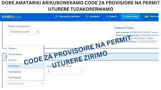 DORE CODE ZA PROVISOIRE NA PERMIT UTURERE N' AMATARIKI ZIRIMO