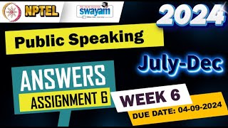 Public Speaking|Week6|Quiz 6|Assignment 6 | NPTEL | Swayam | July-Dec 2024 #nptel