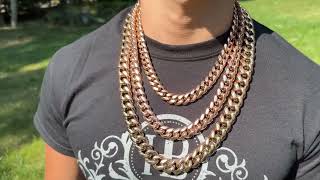 Starting From $29.95! Rose Gold Plated Stainless Steel Miami Cuban Link Chains From Harlembling