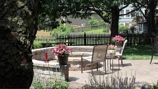 Stained Concrete Patio with Fire Pit