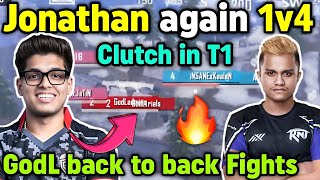 Jonathan again 1v4 clutch in T1 lobby 🥵 Godlike back to back fights for Bgis grind 🔥